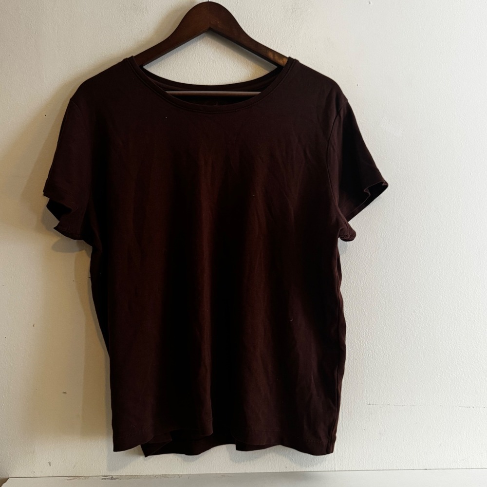 White Stag Women's XL Chocolate Brown Short Sleeve Fall Basics Cotton